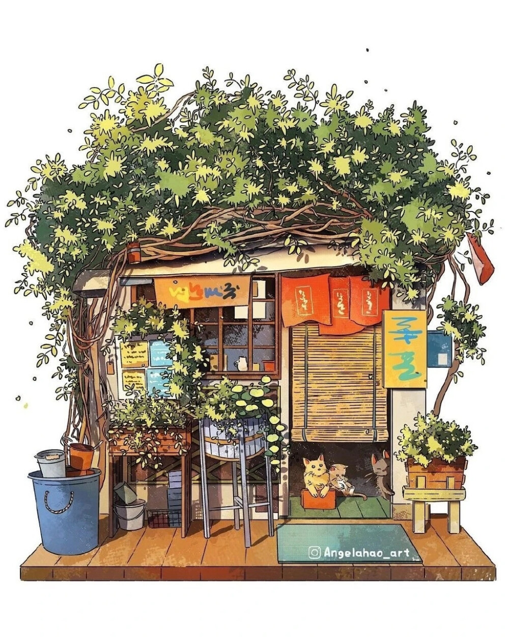 建筑绘画｜街边小屋
作者：艺术家Angela Hao