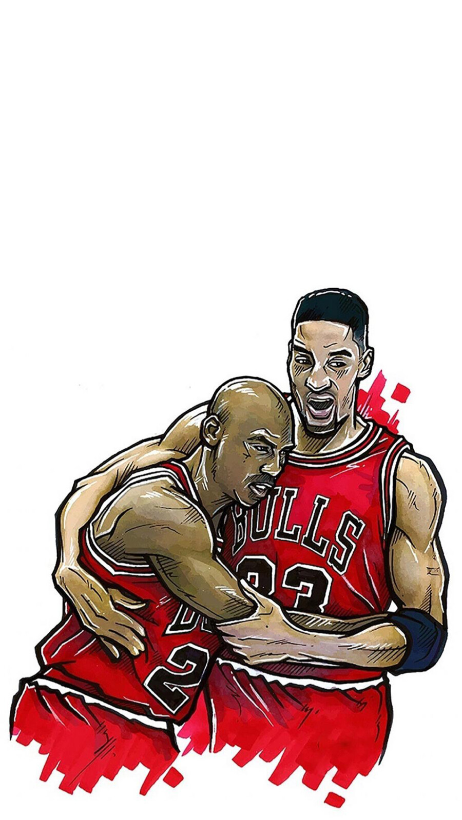 NBA篮球创意手绘插画高清手机壁纸