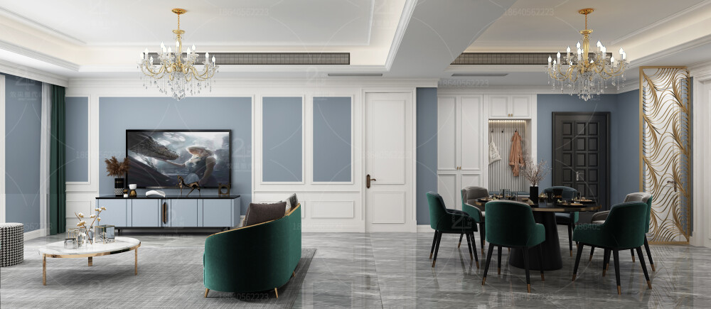 大多数的轻奢风格在家装中表现的干净利落，高级感和可塑性强，在设计上并不讲究过多的缀饰，而是更加的看重个人特性和整体气质，而这些气质往往通过精致的软装和细节呈现出来，让人身处于这种高级感的视觉和环境下。