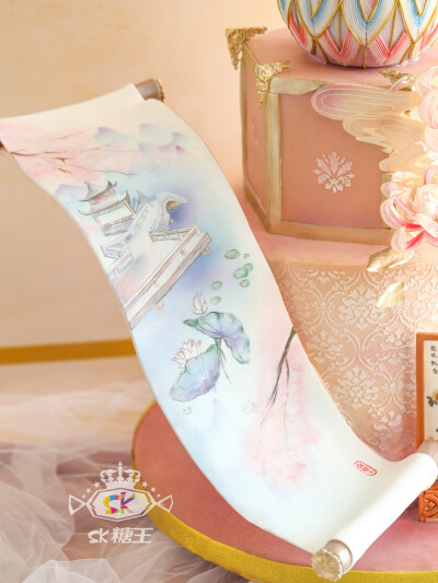 翻糖甜品台 | 新中式作品
融合现代设计和古风元素的婚礼主蛋糕， 在新中式婚礼占据越来越重要的位置 ✨
