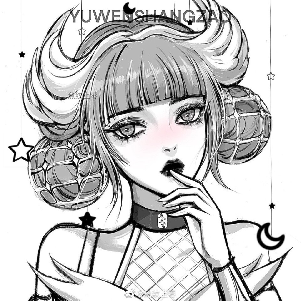 手绘女头｜团头
画师:魚纹上枣