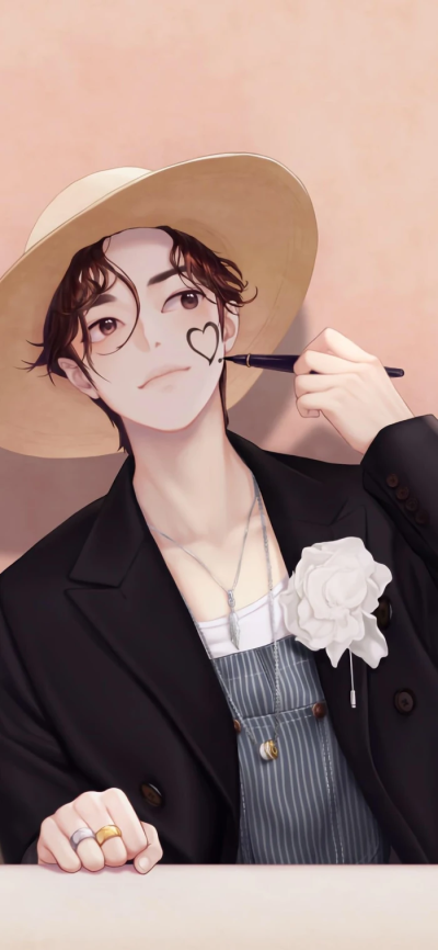 男头 插画 壁纸 厚涂 鼠绘 彩绘