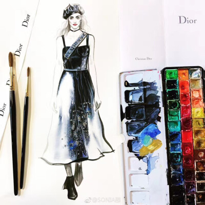 邵邵水彩时装画——质感表现
#水彩#时装画#服装效果图#手绘#Dior#插画分享#艺术潮流
