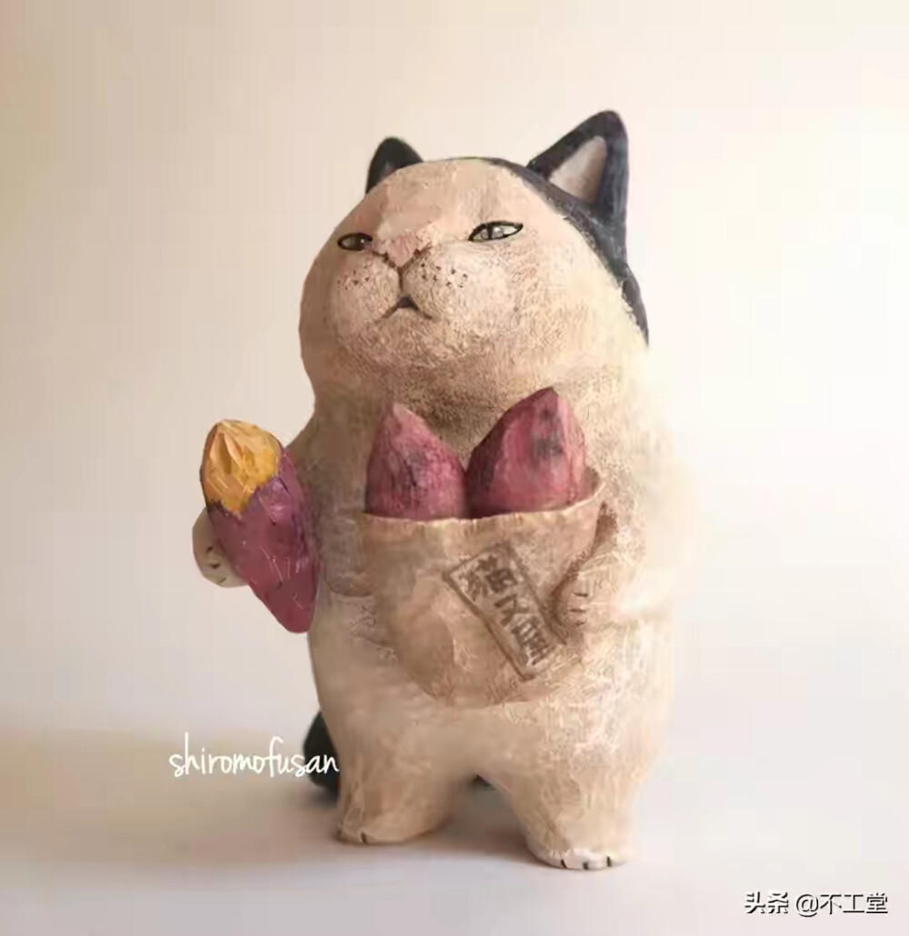 日本木雕艺术家Shiro Mofusan的这些猫咪作品