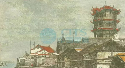 1882年欧洲出版彩色铜版画黄鹤楼