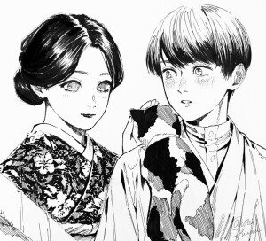 #鬼灭之刃#  珠世様と茶々丸と愈史郎

画师：0702_Yuwina