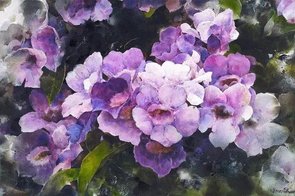 台湾知名水彩画家谢明锠的水彩作品