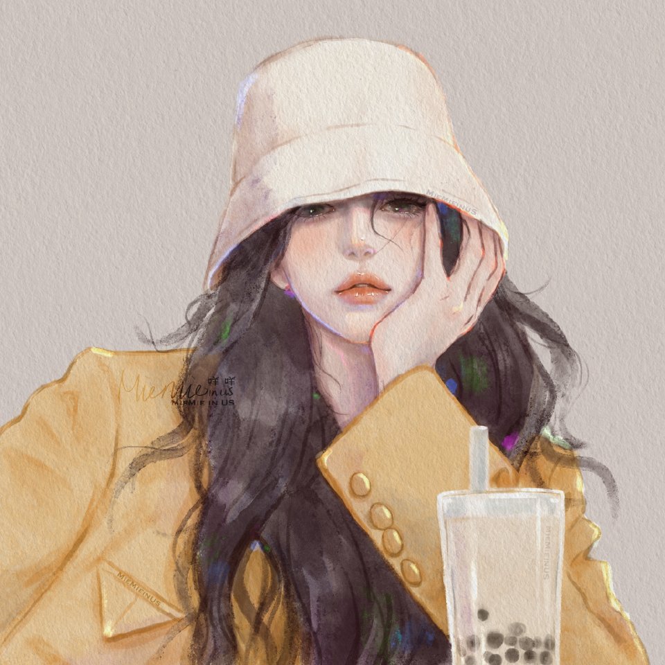 手绘女头｜秋天的第一杯奶茶~
画师：MieMieinUS