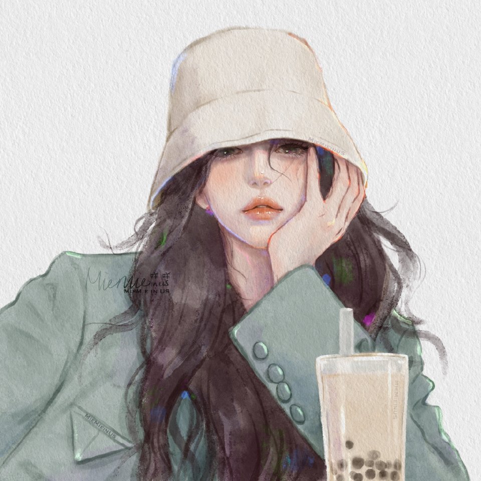 手绘女头｜秋天的第一杯奶茶~
画师：MieMieinUS