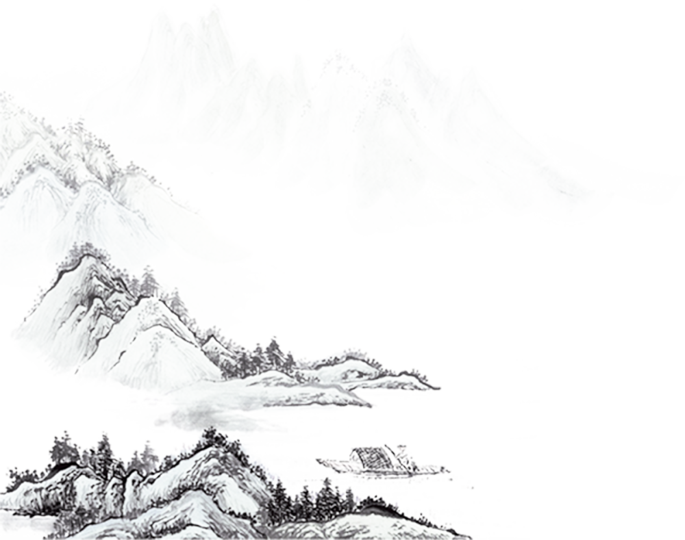 古风中式水墨画山水背景免抠素材PNG