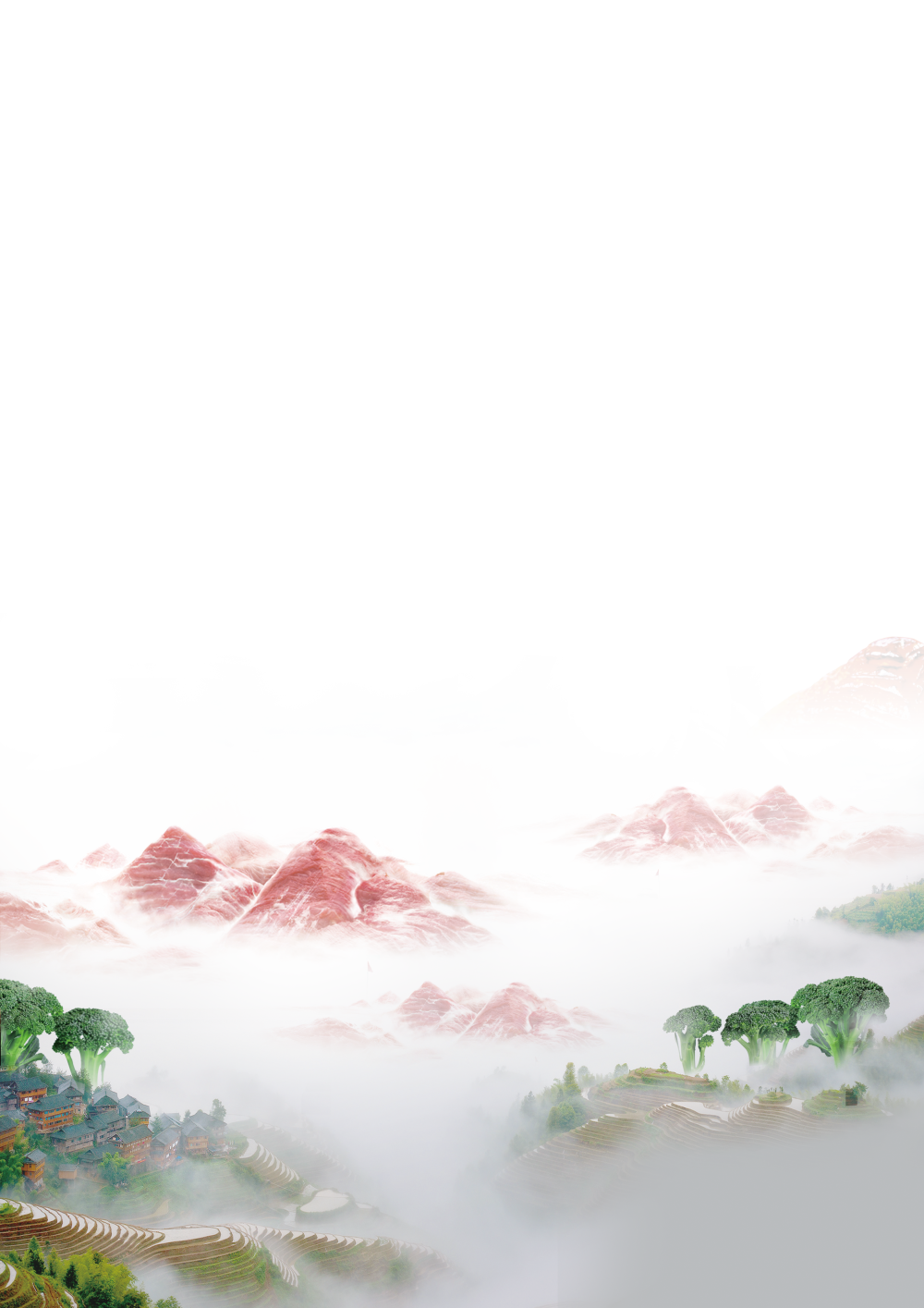 古风中式水墨画山水背景免抠素材PNG