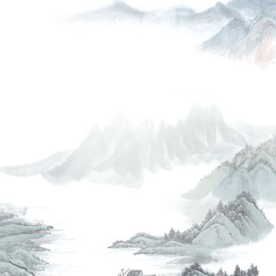 古风中式水墨画山水背景免抠素材PNG