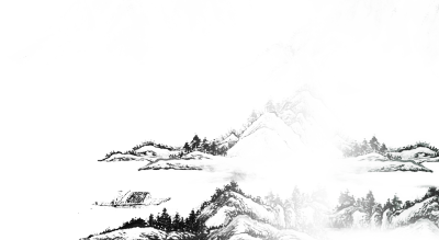 古风中式水墨画山水背景免抠素材PNG