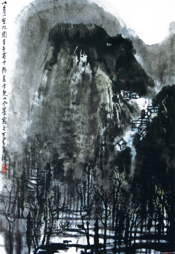 古风中式水墨画山水背景免抠素材PNG