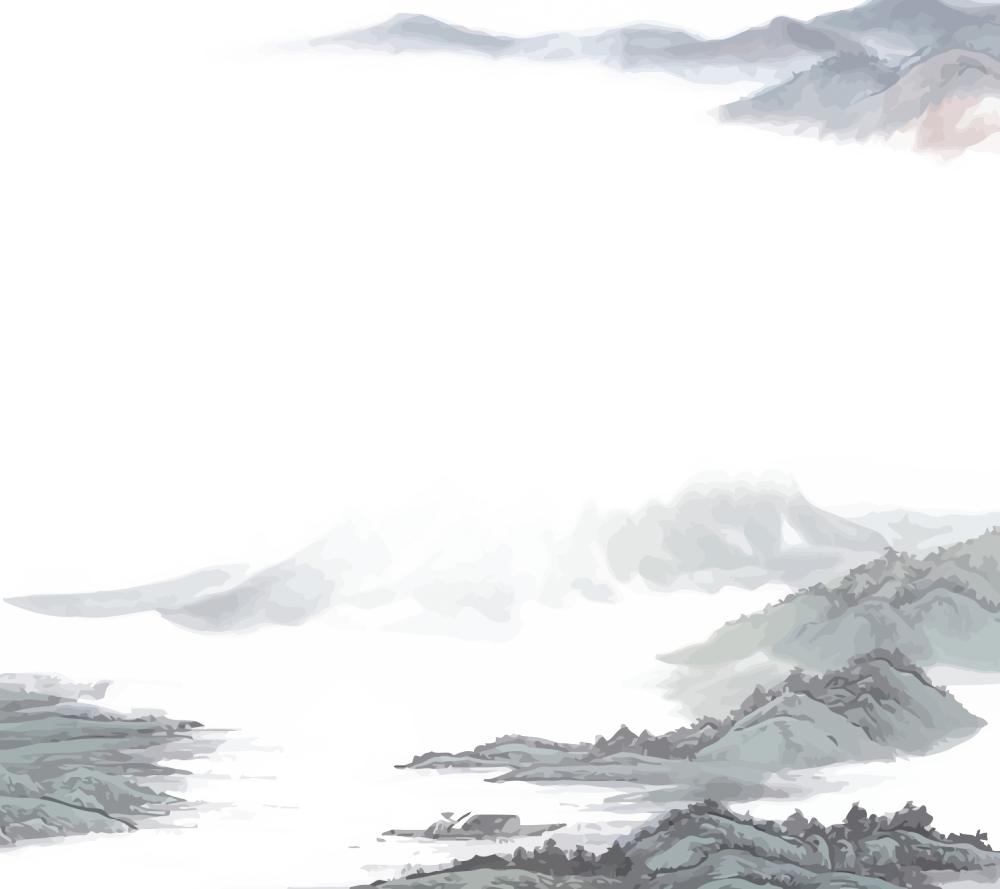 古风中式水墨画山水背景免抠素材PNG