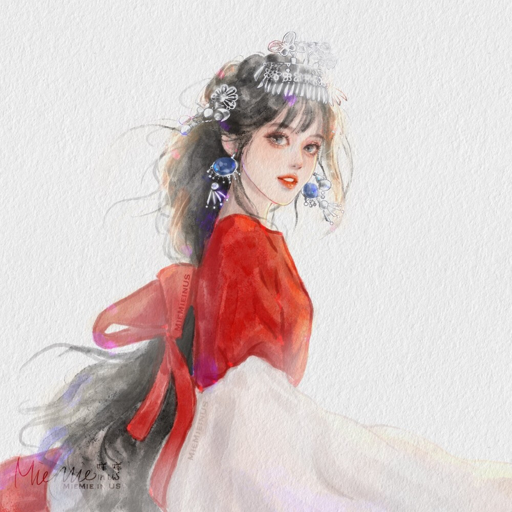 手绘女头｜苗疆少女~
画师：MieMieinUS