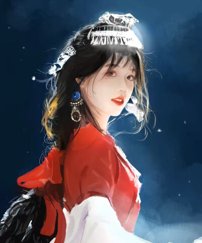 手绘女头｜苗疆少女~
画中人：杜开花