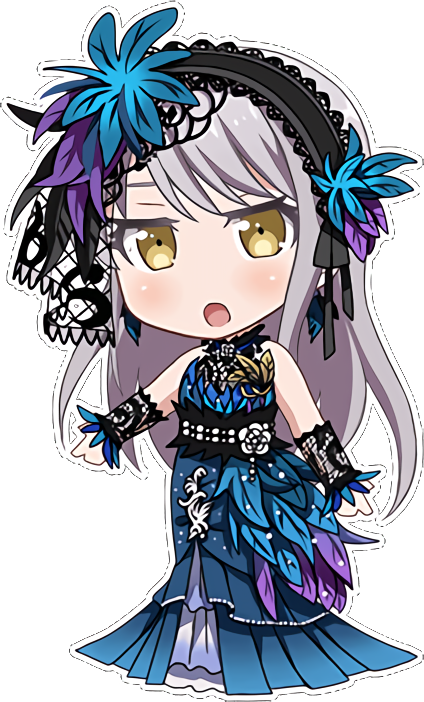 Roselia——凑友希那 活动招募常驻Q版服装形象（普通）
〔★★★★ 笼中的歌姬〕
所属活动：一般活动 连结思绪的未竟之歌
所属招募：觉醒的歌姬（招募）