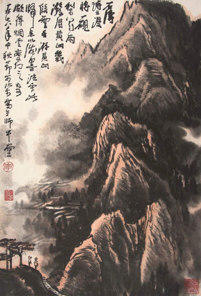 石涛诗之漫江一砚 68.5cm×46.2cm 1978年 李可染
