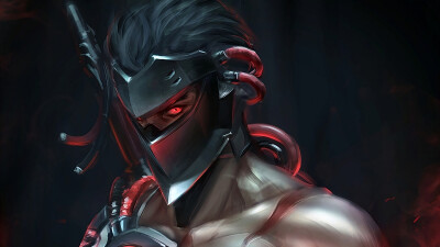 overwatch 守望先锋 ow 源氏 Genji 黑暗守望者 blackwatch 电脑壁纸 桌面壁纸 高清 侵权删