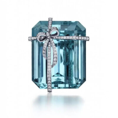 Tiffany海蓝宝石缎带胸针