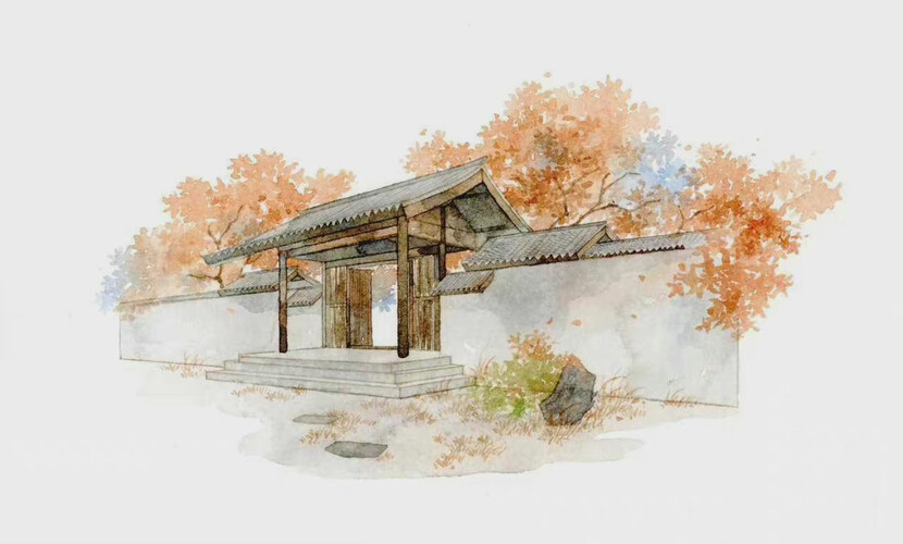 悠然恬静的小院插图
插画师：长信L