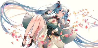 初音未来，miku，VOCALOID
图片来源于pixiv