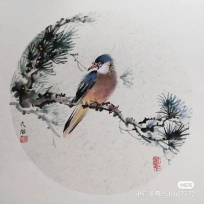 画师良川的国画写意花鸟