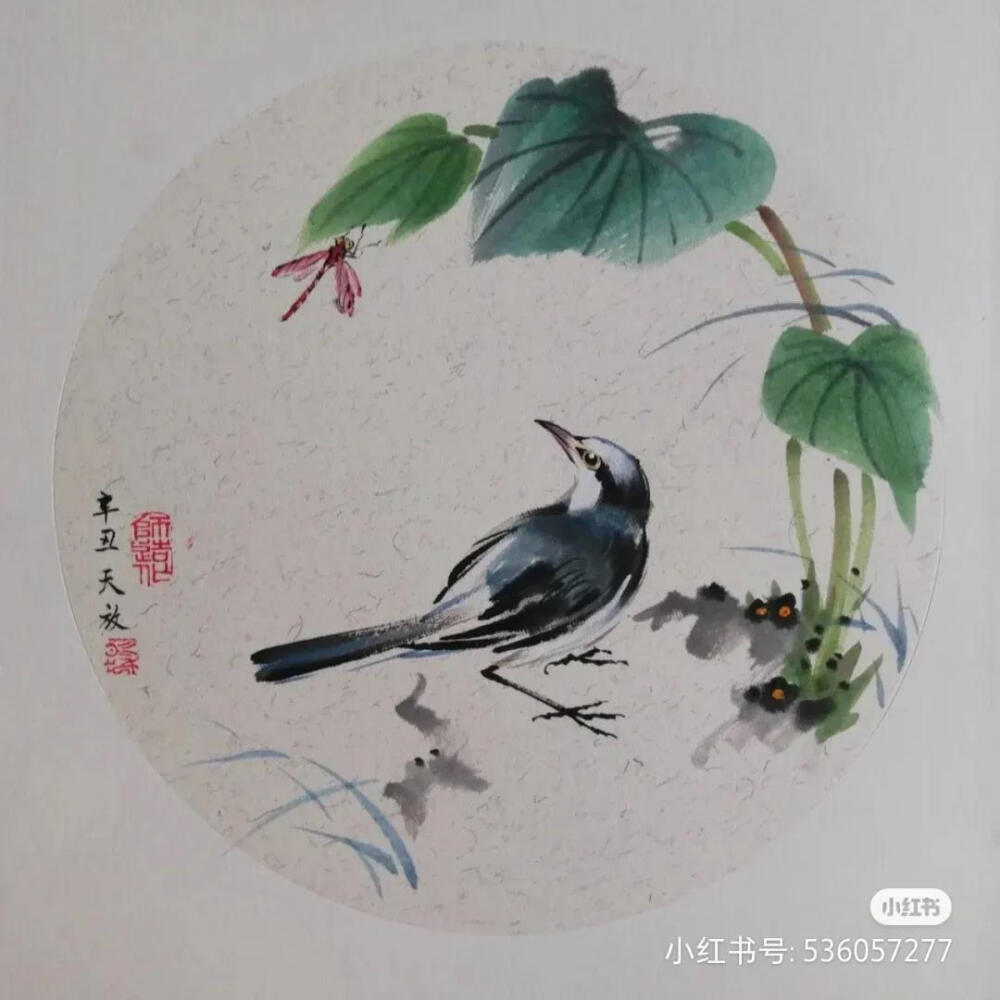 画师良川的国画写意花鸟