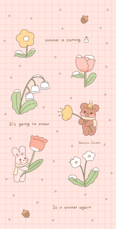 治愈系壁纸之花花格子