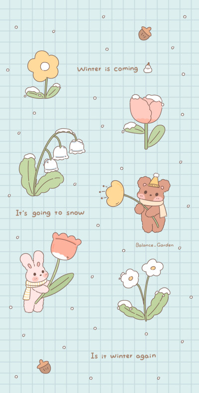 治愈系壁纸之花花格子