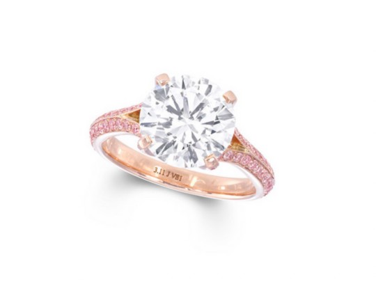 Legacy Setting - Graff 3.11 carat round diamond ring with pink diamond pave