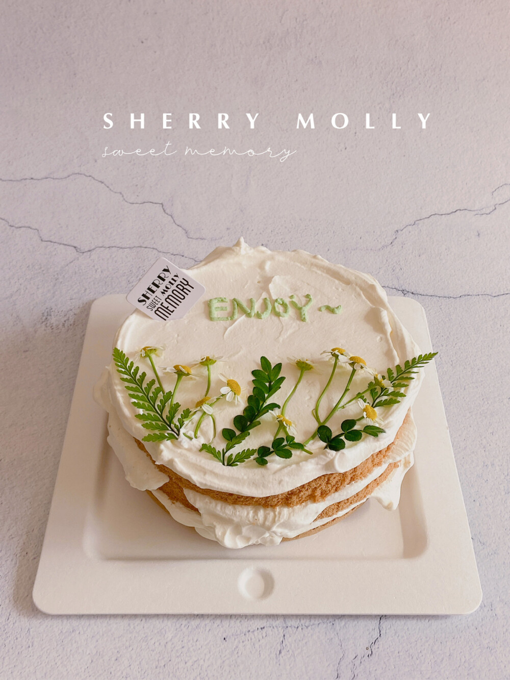 #SHERRYMOLLY家の下午茶# —『原味木糖醇cake』款款的日常cake～ 我給這個cake的理念是「窗外的風景」 她大部分時間都在家帶孩子 所以我覺得她可以從窗戶看到戶外的迷人風景呢～ 這款cake確實是喜歡的 偏意識流的一個了 喜歡～