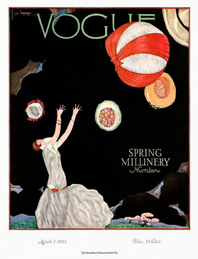 1920年代的《Vogue》杂志封面，浪漫而自由的时代。 ​