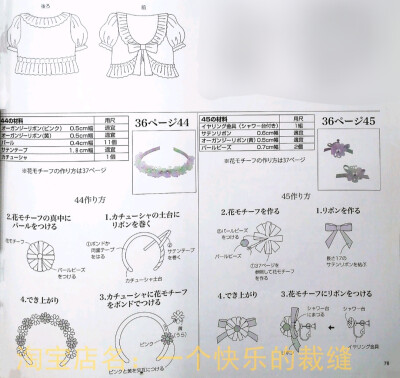 短袖开衫——76页[12.]
白色短开衫——76页[24.]
花朵发箍——78页[44.]
花耳环——78页[45.]