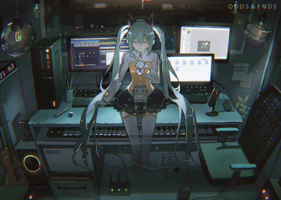 初音未来，miku，VOCALOID
图片来源于pixiv