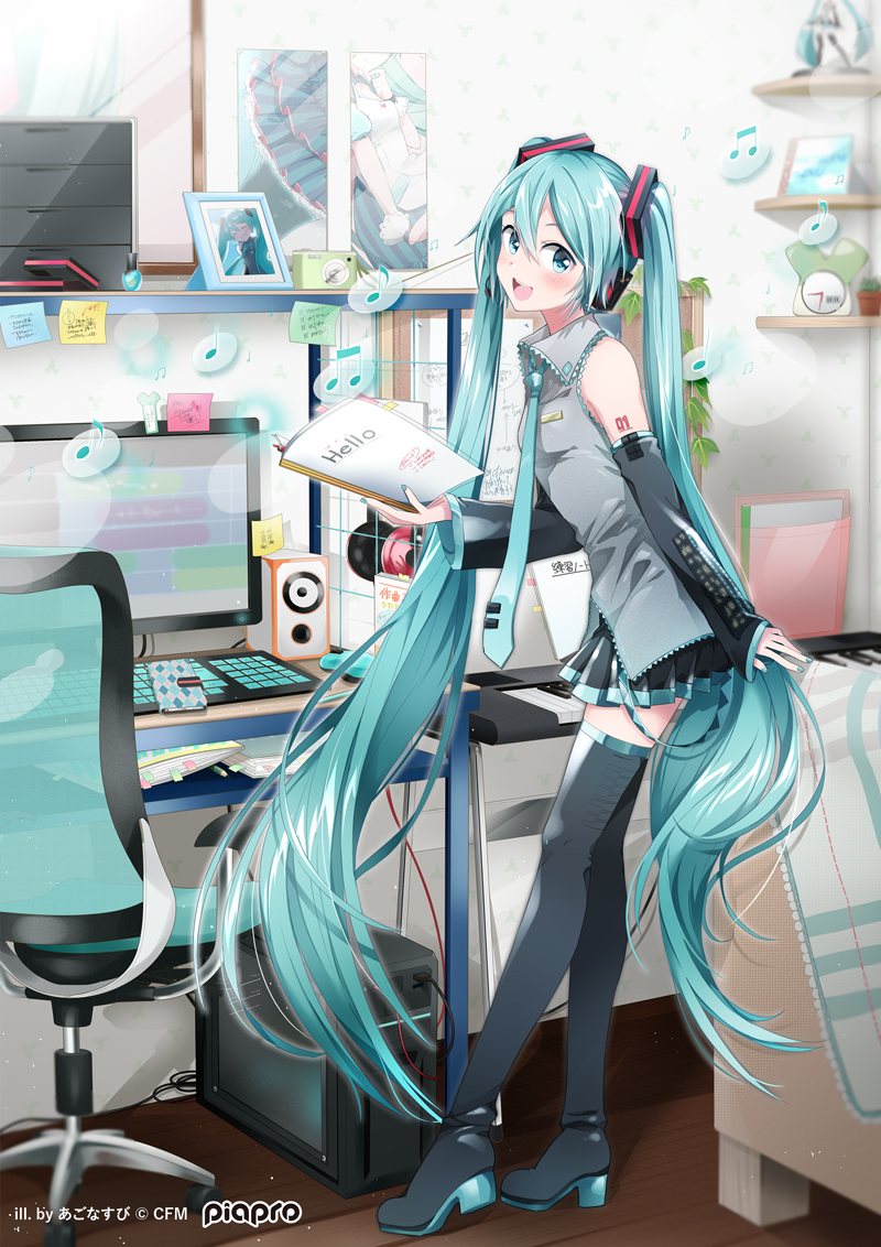 初音未来，miku，VOCALOID
图片来源于pixiv