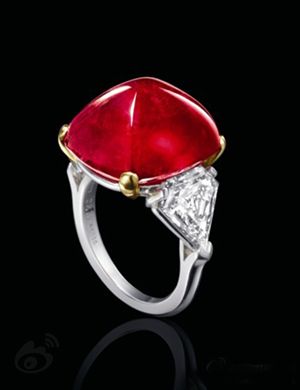 宝格丽27.67克拉天然缅甸红宝石镶钻指环