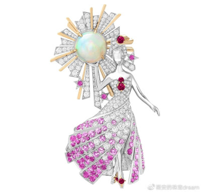 Van Cleef ＆ Arpels 梵克雅宝 Déesse Mercure 白欧泊胸针
