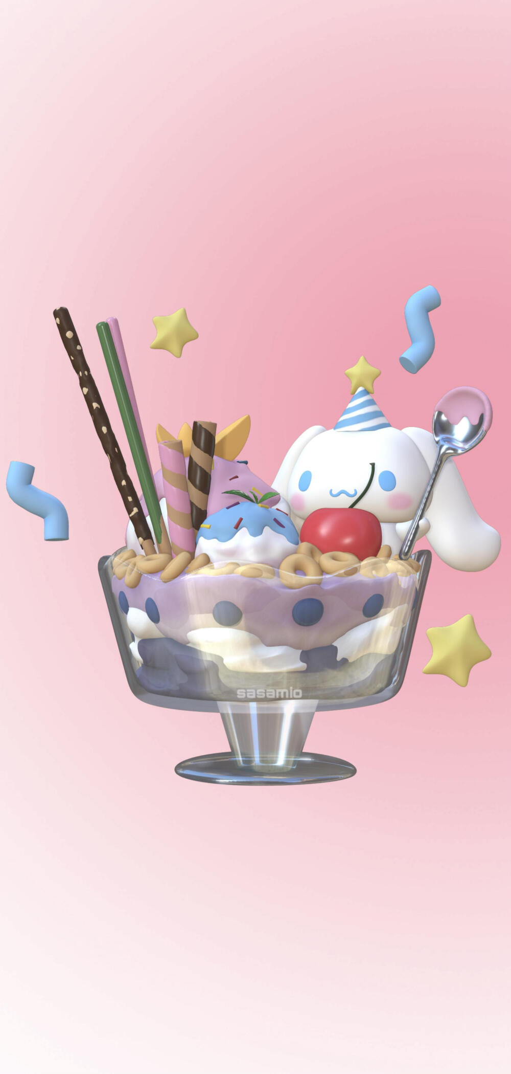 可可爱爱三丽鸥玉桂狗3d渐变风格手机壁纸