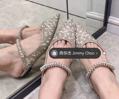 JIMMY CHOO
珍珠闪钻链条平底鞋