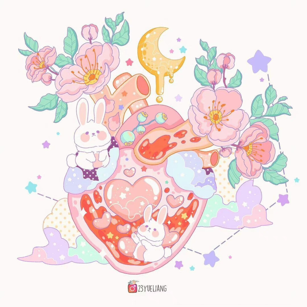 粉梦幻境，插画ins：23yueliang