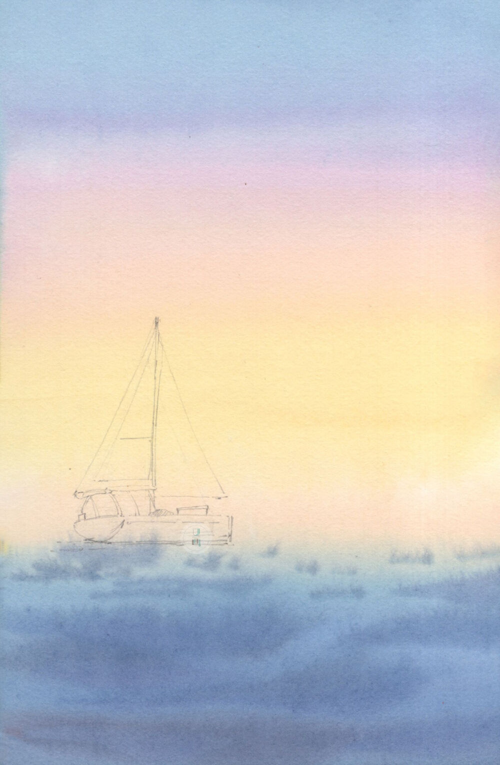 水彩教程|潮平两岸阔,风正一帆悬。零基础教你画简单的水彩帆船