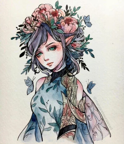 动漫风人物插画，ins : margaretmoralesart ​​​[/cp]