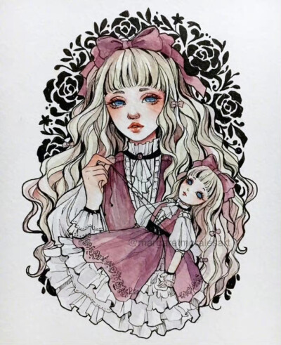 动漫风人物插画，ins : margaretmoralesart ​​​[/cp]