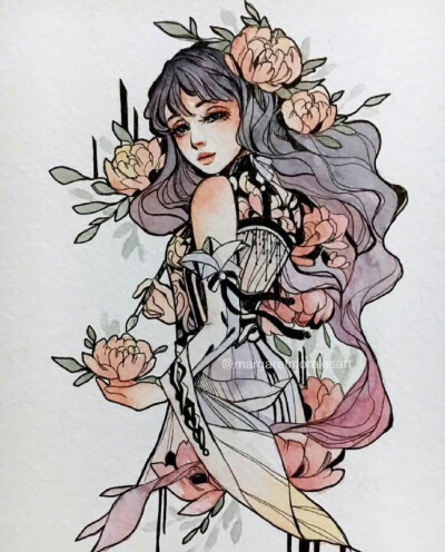 动漫风人物插画，ins : margaretmoralesart ​​​[/cp]