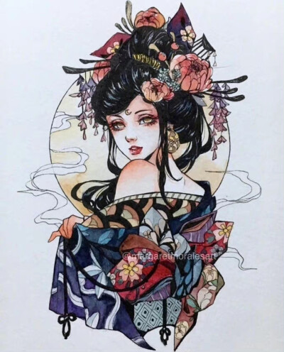 动漫风人物插画，ins : margaretmoralesart ​​​[/cp]