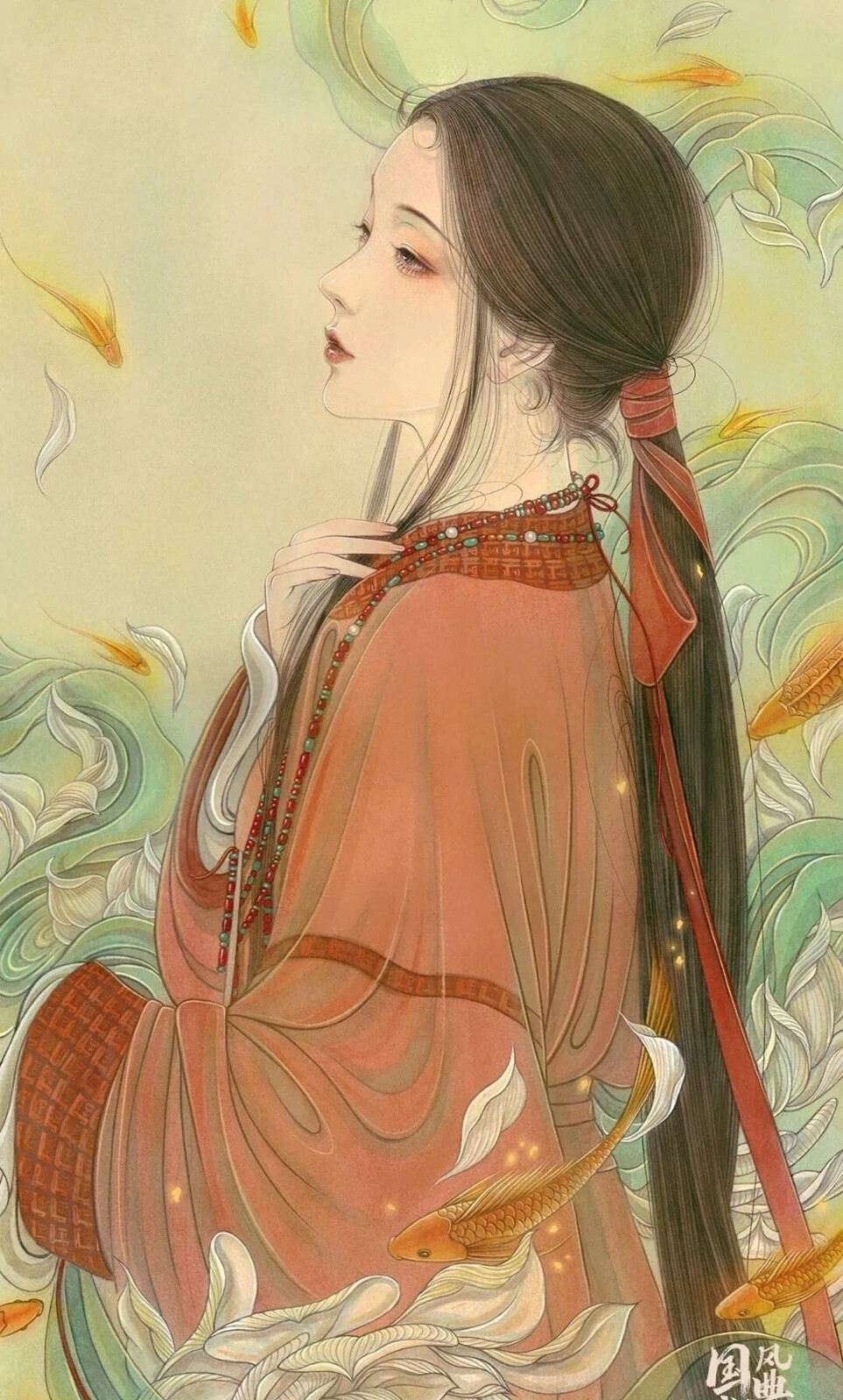 晓妆初过，沈檀轻注些儿个。向人微露丁香颗，一曲清歌，暂引樱桃破。
罗袖裛残殷色可，杯深旋被香醪涴。绣床斜凭娇无那，烂嚼红茸，笑向檀郎唾