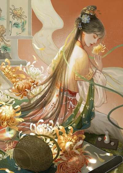 晓妆初过，沈檀轻注些儿个。向人微露丁香颗，一曲清歌，暂引樱桃破。
罗袖裛残殷色可，杯深旋被香醪涴。绣床斜凭娇无那，烂嚼红茸，笑向檀郎唾