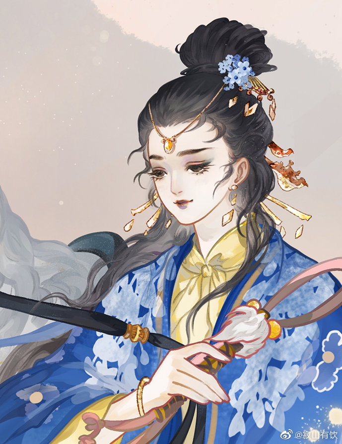 古风美人 绘师寂山有饮 插画